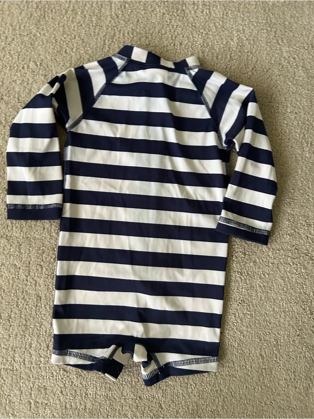 Hanna Andersson baby navy striped rashguard 6-12 months swim summer